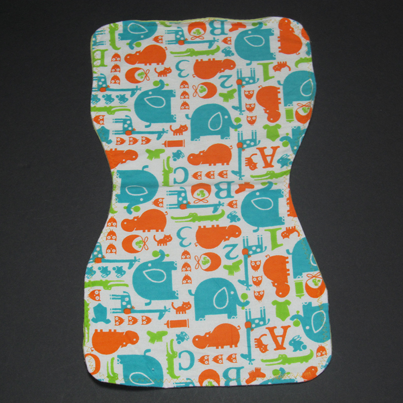 Orange/Blue Hippo and Elephant Burp Cloth