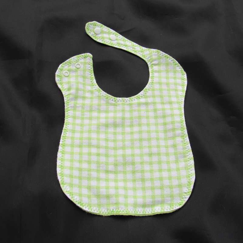 Green Gingham Contoured Flannel Bib