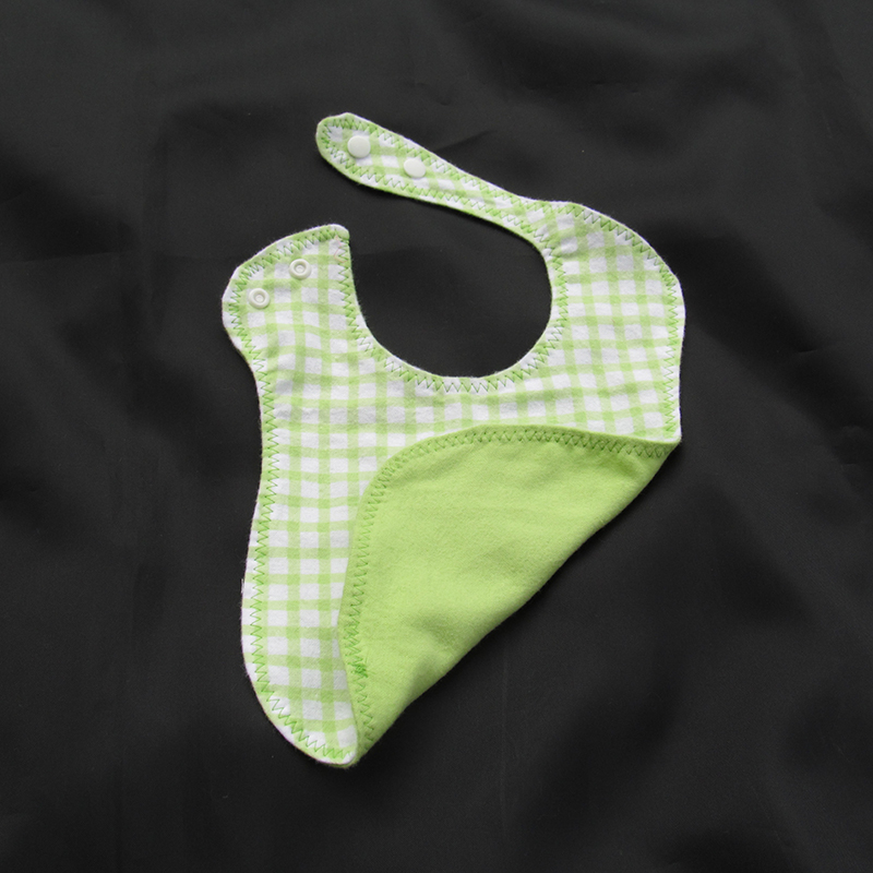 Green Gingham Contoured Flannel Bib